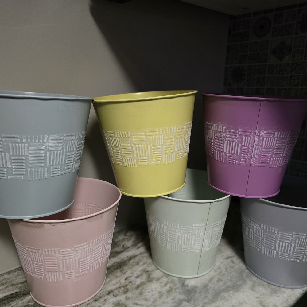 Colorful Patterned Metal Buckets Set